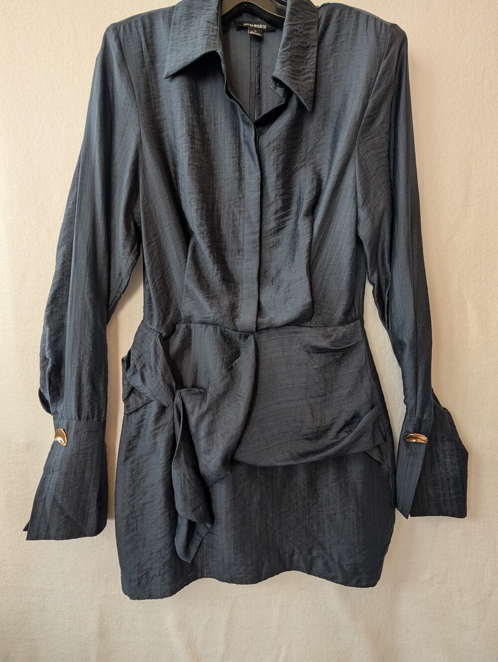 SABINA MUSAYEV Navy Blue Long Sleeve Mini Dress - Size S - Picture 3 of 12